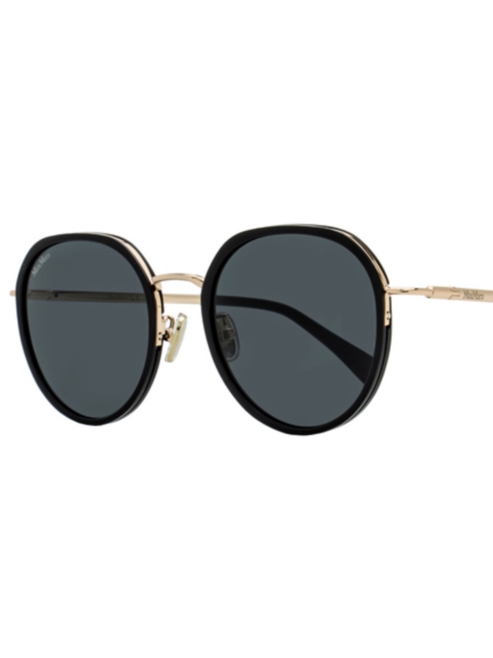 Max Mara Women's Oval Alt Fit Sunglasses Mm0109-K 01a Black/Gold 54mm